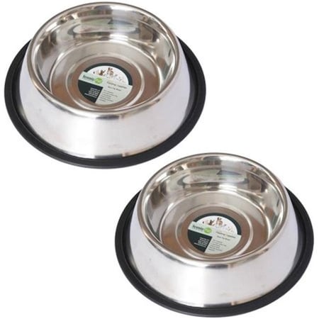 Iconic Pet Llc Iconic Pet 51412 16 oz Stainless Steel Non-Skid Pet Bowl for Dog Or Cat; Pack of 2 51412